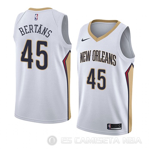 Camiseta Dairis Bertans #45 New Orleans Pelicans Association 2018 Blanco - Haga un click en la imagen para cerrar